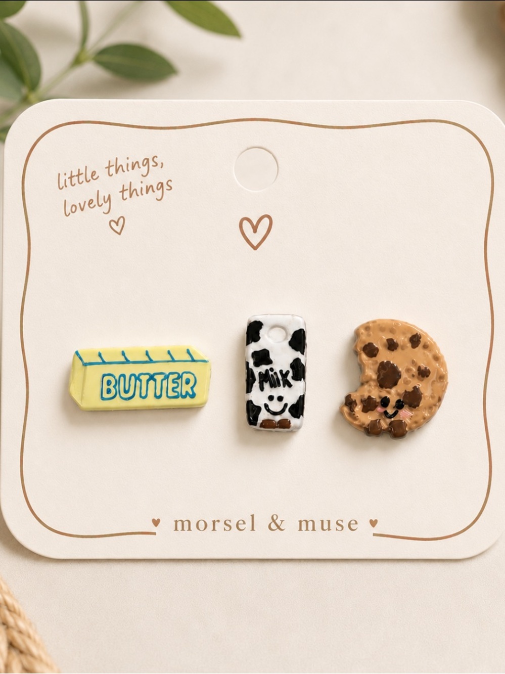 Mini Food Magnets Set of 3 | Handmade Butter, Milk & Cookie Magnets | Cute Kawai